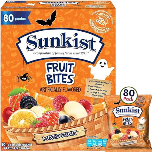 Halloween Fruit Snacks Variety Pack – 80 Count (64 oz) Individually Wrapped Halal, Peanut-Free, Fat-Free Bulk Candy for Trick or Treat (Mixed Fruits) (Halloween) - image 7