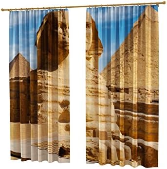 Factory4me Ancient Curtains Egypt Sphinx. Window Curtain Set of 2 Panels Each W52 x L96 Total W104 x L96 inches Drapes for Living Room Bedroom Kitchen