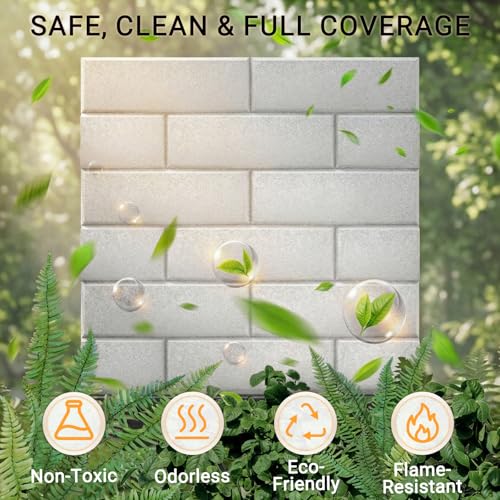22 Pack Brick Acoustic Panels with Self Adhesive, 12" x 12" x 0.4" High Density Sound Absorbing Foam Panels for Walls, Noise Reduction for Home Studio & Office – White — view 5