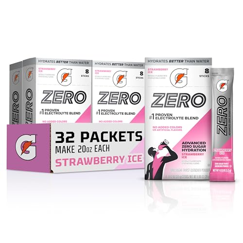 Image of Gatorade Zero Sugar Powder, Strawberry Ice, (32 Servings) | Electrolyte Powder Drink Mix, No Artificial Flavors, No Added Colors, Zero Sugar, Sports Drinks, Hydration