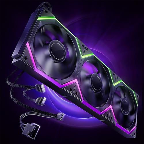 AsiaHorse Nyota Pro 120mm PC Fans ARGB PWM Modular Daisy-Chain Design Dual-Zone Asynchronous Lighting 18 Addressable LEDs 2000RPM High Airflow 61.5CFM Low Noise 29dB for PC Case & Liquid Cooler
