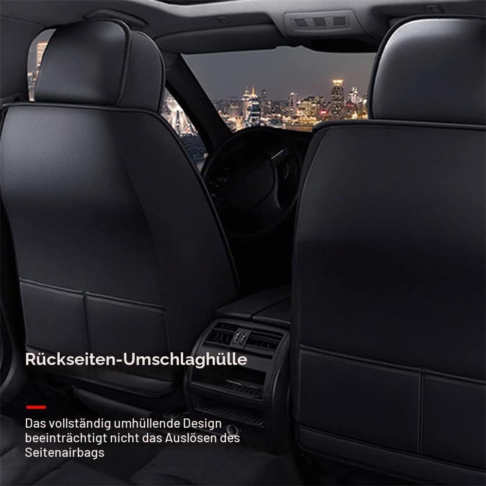 Auto Sitzbezüge für Mercedes-Benz GLC 220 d 4MATIC 2022 5-Sitze PU Leder Vorne und Hinten Autositzbezüge Zubehör,Black-Standard_Set