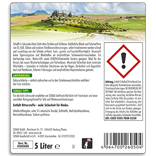 SONAX 02605000 Ruitenreiniger gebruiksklaar met citrusgeur (5 liter) gebruiksklare reiniger voor de ruitensproeiers en koplampensysteem ,citrus,geel - Image 3