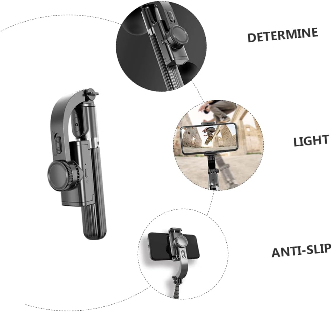 STOBOK 1Set Phone Tripod Selfie Stick Handheld Gimbal Stabilizer for Live Streaming Design Compact Portable for Mobile Photography Black