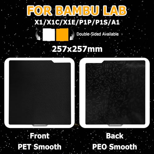 Bambulab Druckplatte Doppelseitig Texturiert PEO+PET für Bambu Lab X1, X1C, X1E, P1P, P1S, A1, 257x257mm Magnetisch Spring Steel Druckbett 3D Drucker
