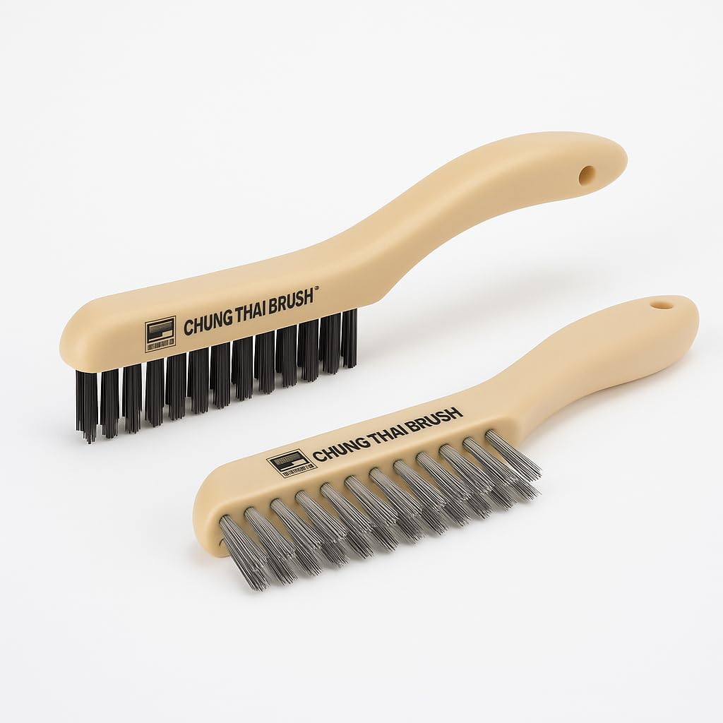 Plastic Wire Brush Set - 2 Pack for Rust & Paint Removal -1