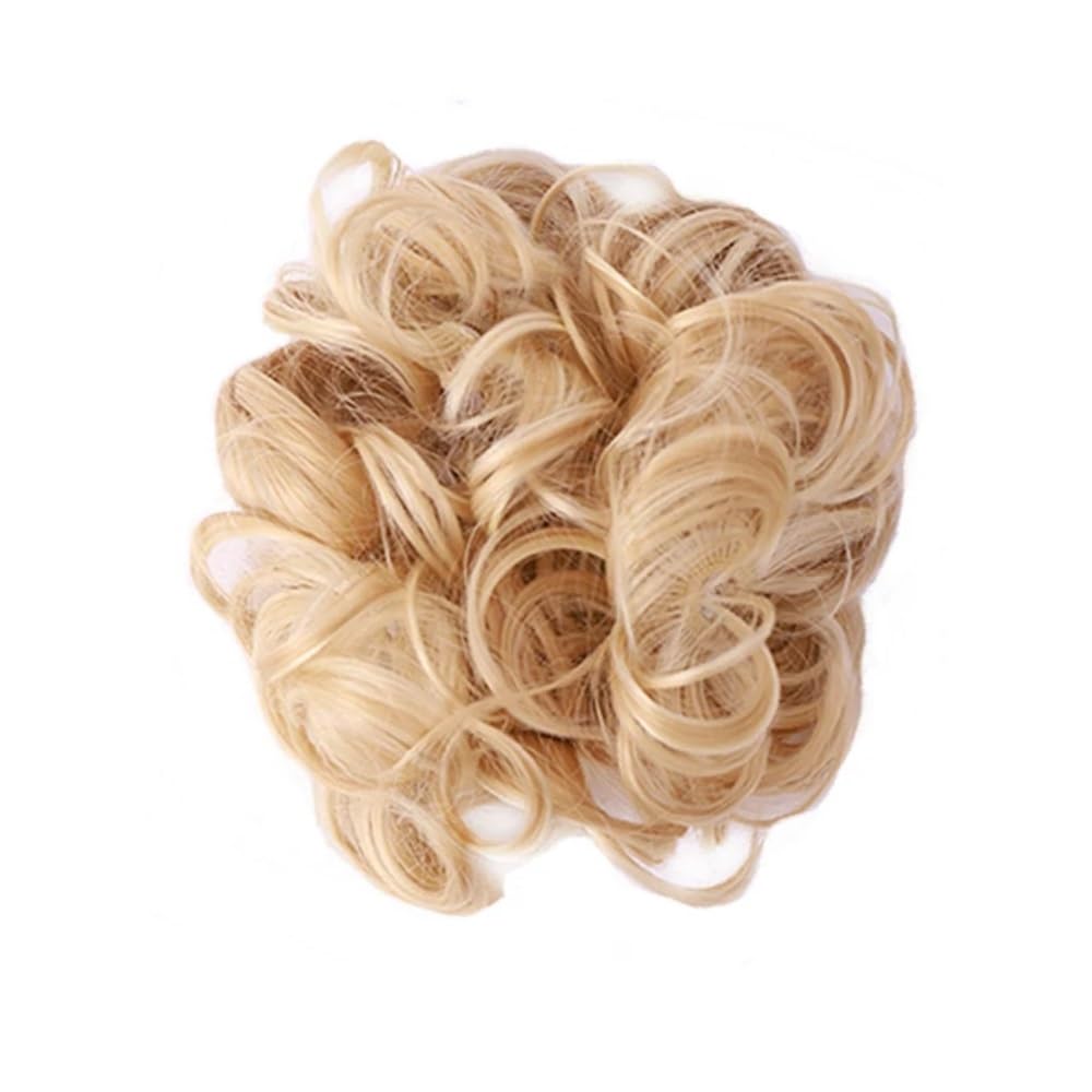 QRSTUVXZY DIY Wrap Around Bun Hairs Synthetic Messy Haires Piece Curly Wavy Hair Buns Scrunchies Long Ponytail Extensions(Light Bloned)