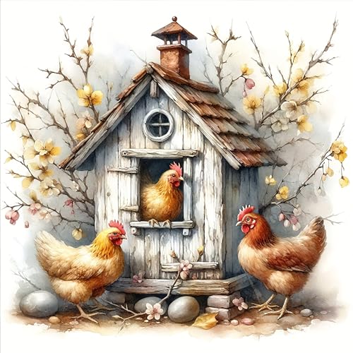 Benjenes Chicken Diamond Art Kits for Adults, Diamond Painting Kits