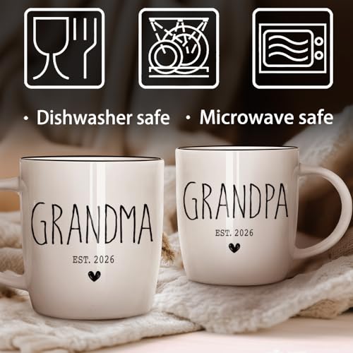 Promoted To Grandparents 2026 Mug Set, Grandma And Grandpa 2026 Ceramic Mugs, Pregnancy Announcement for Grandparent Mug Set, Grandma And Grandpa Announcement Gifts 13Oz - Image 4