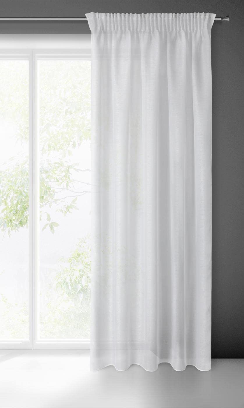 Cortina Transparente Con Ojales - 400x150 Cm - 100% Poliéster - Blanca