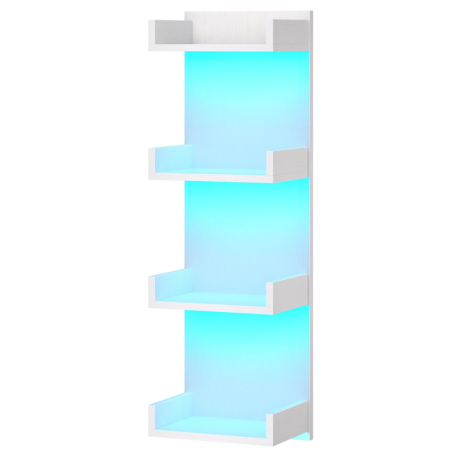 HOOBRO Floating Wall Shelves with LED Lights, Floating Shelf Wall Mounted for Storage, Vertical Display Stand, Modern Column Rack, for Bedroom,