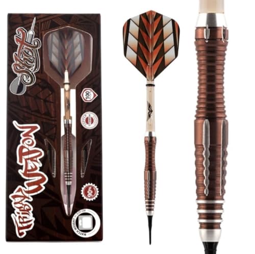 Shot Darts Soft Tip, Tribal Weapon Savage 19g, 90% Tungsten Barrels, Front Weighted Tungsten Professional Soft Tip Darts Set for Electronic Dartboard | Made in New Zealand