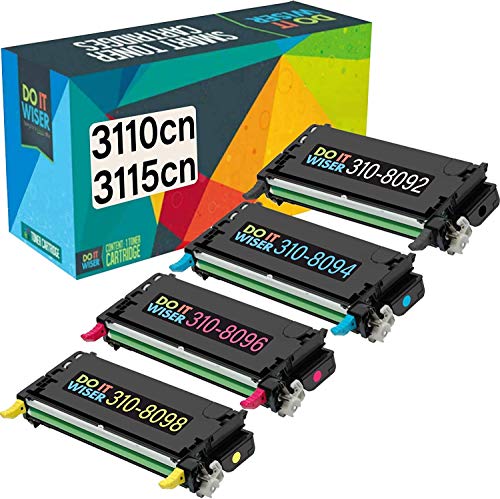 Do it Wiser Remanufactured Printer Toner Cartridge Replacement for Dell 3110cn 3115cn 3110 3115 | 310-8092 310-8094 310-8096 310-8098 High Yield (8,000 Pages) 4-Pack