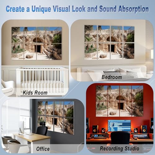 8 Pack Paneles Acústicos Art Garden Tomb Jerusalem Auto-adhesivos Decorativos Paneles Absorbentes de Sonido 48"x32" para Oficina Hogar Estudio miniatura 6