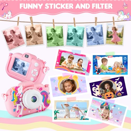 Kids Camera for 3-5 Years Old Girls Gift, 48MP Kids Digital Camera with 32GB SD Card, 16X Digital Zoom, Toddler Camera Toys Christmas Birthday Gifts for Boys Girls - image 6