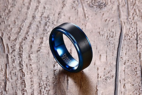 8MM Laser Engraved Hebrew Ring Bible Quote Faith Inspirational Jewish Tungsten Carbide Ring Customize English Wedding Ring Band for Men Women, Multicolor, Size 7 to 124