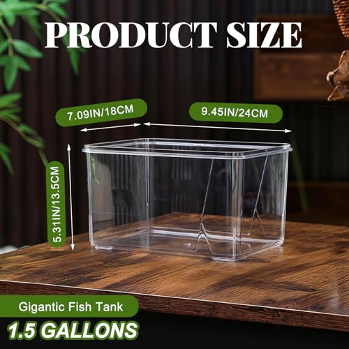 Image of Geelin 1.5 Gallon Plastic Fish Tank Large Bowl Shatterproof with Crystal Clear Clarity for Terrarium, Flower Vase Centerpiece Gift for Fish Lovers (Square)