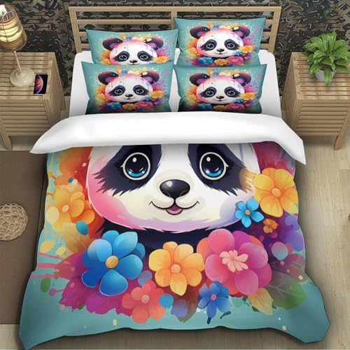 Housse de couette 135x200 panda mignon microfibre 3D respirante - 5