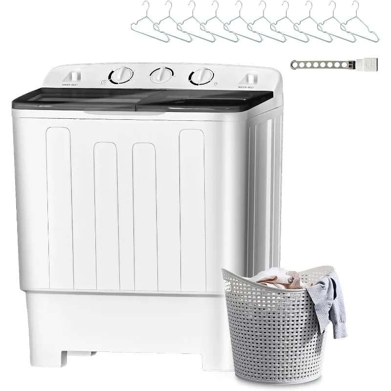 Zyvola Compact Twin Tub Washing Machine with Built-in Drying Rack | 32lb Capacity, Ideal for Apartments, RVs & Dorms