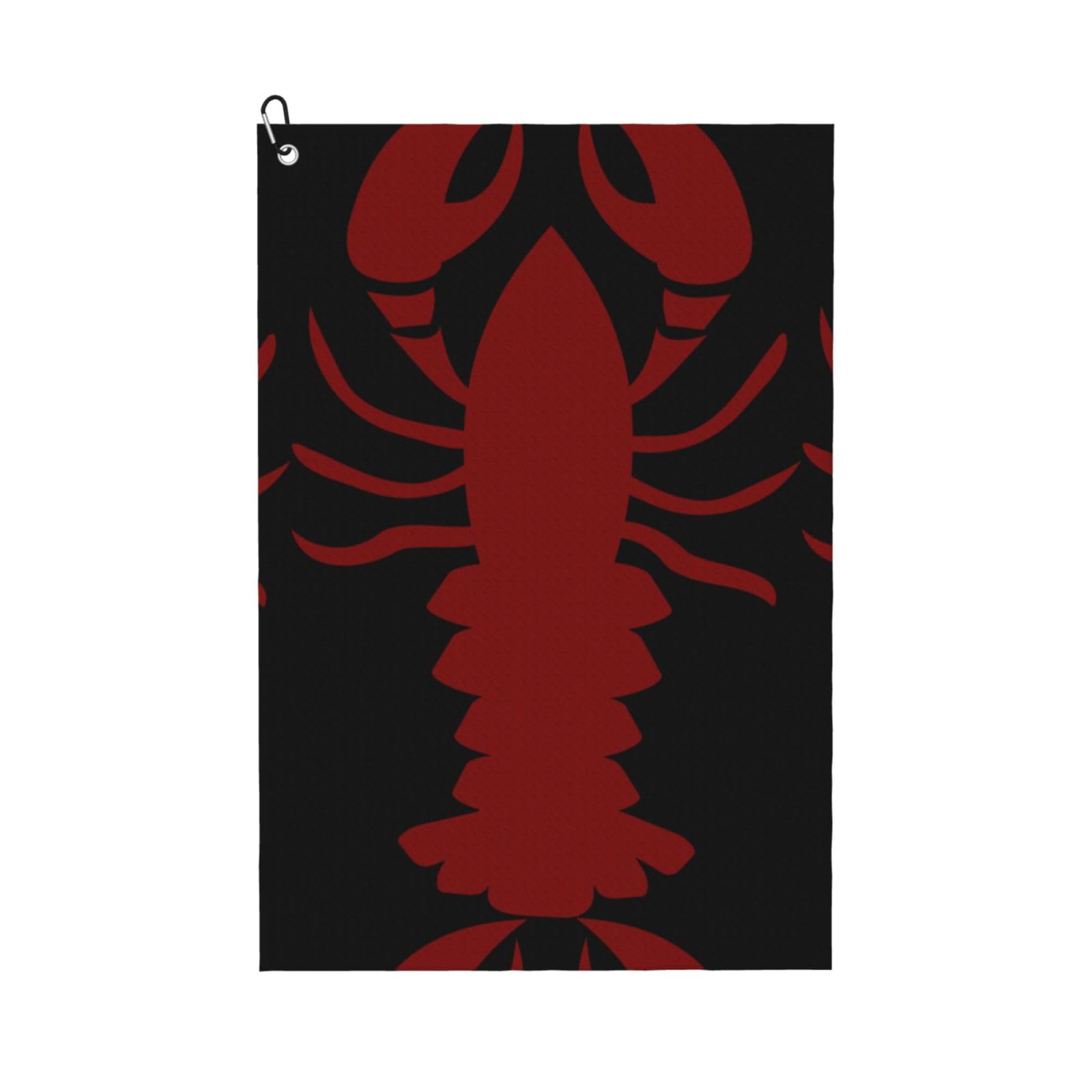peiyeety Lobster Microfiber Golf Towel with Carabiner Clip, 16x24 Inch Absorbent Waffle Weave Towel for Golf Bags