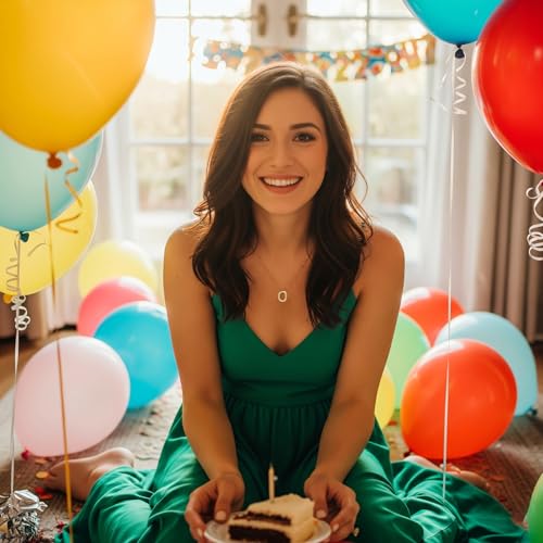 Lcherry Birthday Letter Necklace Bubble Gold-Plated Initial Necklaces for Women Balloon Charm Necklace Birthday Gifts for Women3