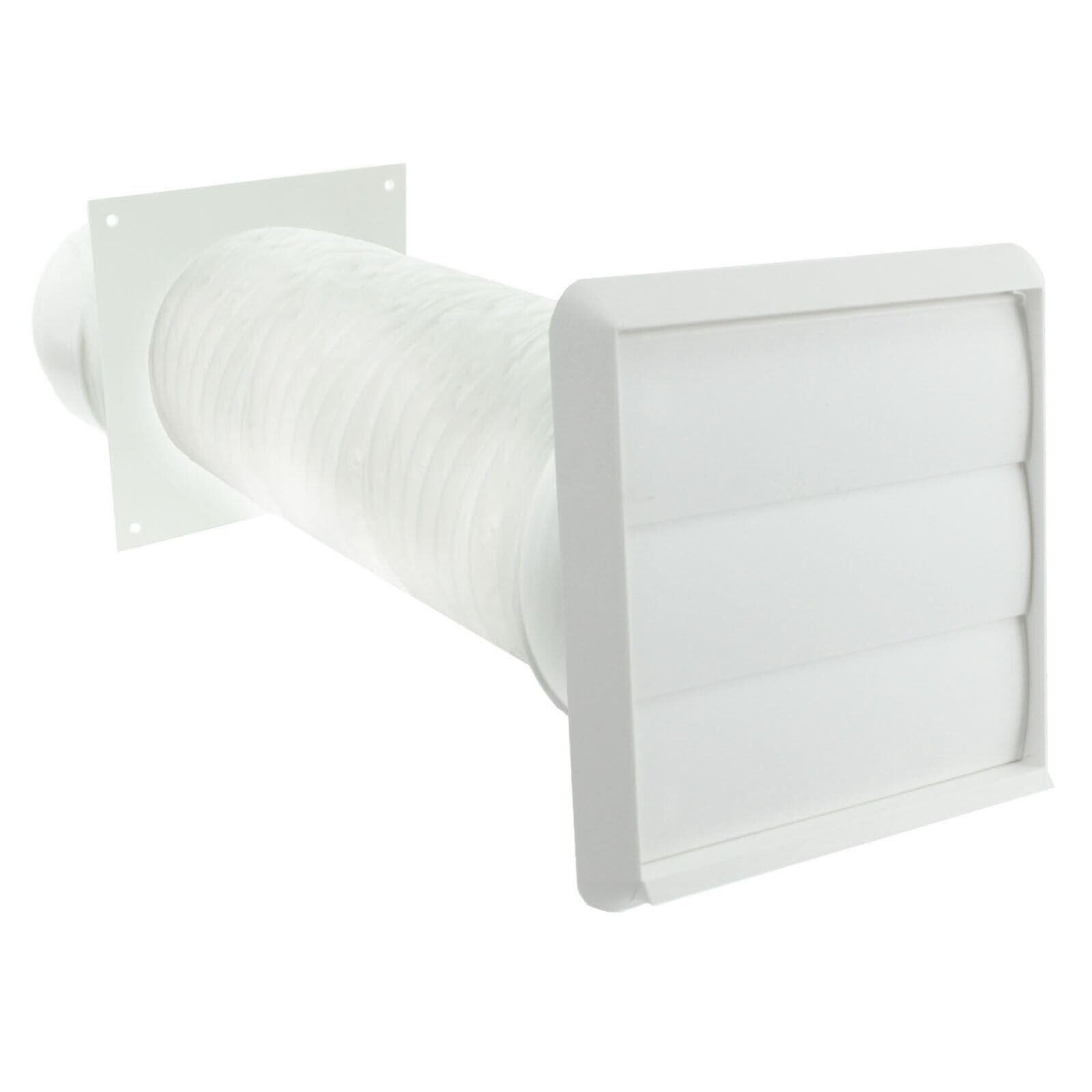 SPARES2GO Universal Cooker Hood External Vent Kit 4" 5" 6" 100mm 125mm 150mm Exterior Wall Duct Set (White) - Image 4
