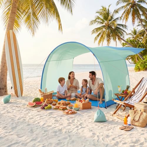 DOYXC Beach Shelter, Wind-Powered Beach Tent Sun Shelter with UPF50+ UV Protection, Lightweight &...