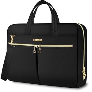 Ferkurn Laptop Bag Case 14 15 15.6 Inch Women Men Computer Bag for Dell Inspiron XPS/HP Pavilion/Surface/Lenovo Thinkpad Ideapad/ASUS Vivobook/Acer Chromebook,Shoulder Briefcase Messenger Case,Black