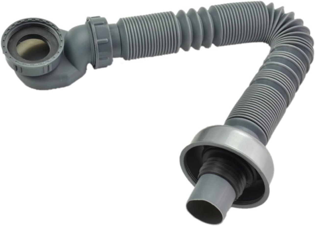 Flaches Profil, 3,8 cm P-Falle für Badewanne, flexibles Duschabflussrohr, platzsparend, P-Typ-Biegung, einfache Installation, effizientes Abfallmanagement für freistehende Wannen