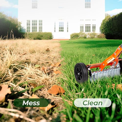 Walensee Manual Lawn Dethatcher Rake with Wheels, Adjustable Handle - image 8