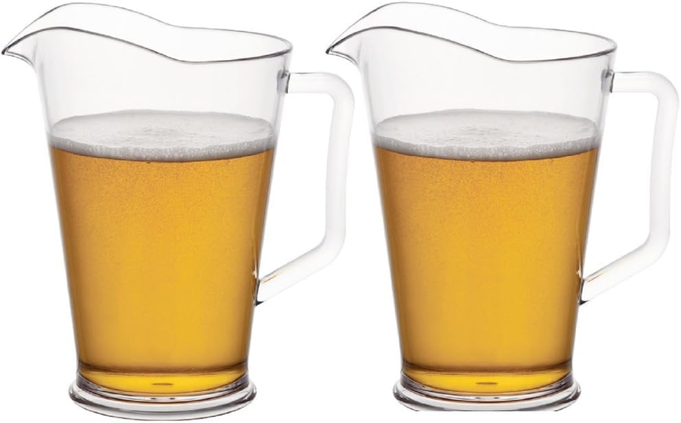 Juego de 2 Jarras de Cerveza, Jarra de Agua de Plástico Transparente, Jarra de Servicio de Plástico de 44 oz, Jarra Transparente Reutilizable para Bistro para Agua, Limonada, Jugo,Cerveza