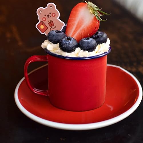 Miniatura 7 de Hemoton Taza de café, 2 unidades, estilo vintage, esmaltado en acero, tazas de café de metal, vajilla de camping, estilo rústico, con asa, para el