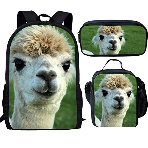 Set di zaino per ragazze con coniglio borsa per il pranzo astuccio 3 in 1 per la scuola elementare con animali carini per libri per bambini set resistente Lblade