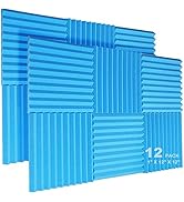 JBER Lot de 12 panneaux acoustiques en mousse, 2,5 x 30,5 x 30,5 cm pour studio, insonorisants et ignifuges