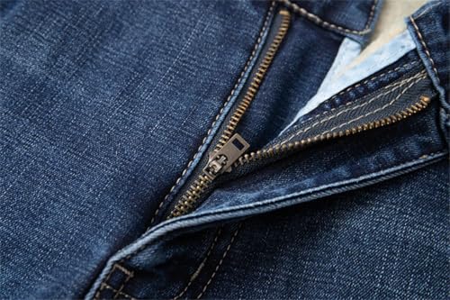 Men Warm Jeans Thicken Fleece-Lined Stretch Male Denim Pants Slim Straight Business Casual Trousers2