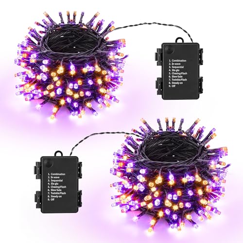 Lomotech Battery Operated Halloween Lights - 2 Pack Total 33ft 10...