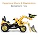 Costzon Ride on Excavator, 12V Battery Powered Construction Vehicles for Kids with Front Loader, Horn, Safety Belt, Treaded Wheels, Ride on Bulldozer Truck, Excavator Ride on Toy Gift for Boys Girls