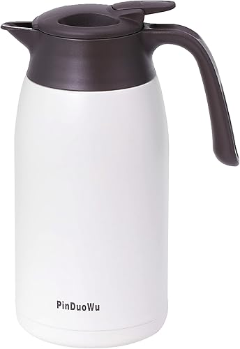 Jarra térmica de acero inoxidable 316L de 68 onzas con aislamiento térmico, jarra de café al vacío, jarra de té de agua caliente, mango curvo