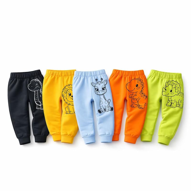 Image of EIO Unisex Cotton Pajama Pants for Boys & Girls Combo Pack | Kids & Baby Soft Sleepwear Pyjamas Combo Pack | Toddler Breathable Nightwear Bottoms