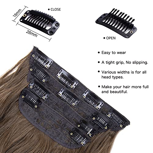 4Pcs Synthetic Clip in Hair Extensions, 20 Inches Long Curly Hair Extensions Clip ins (Color:Medium Brown)
