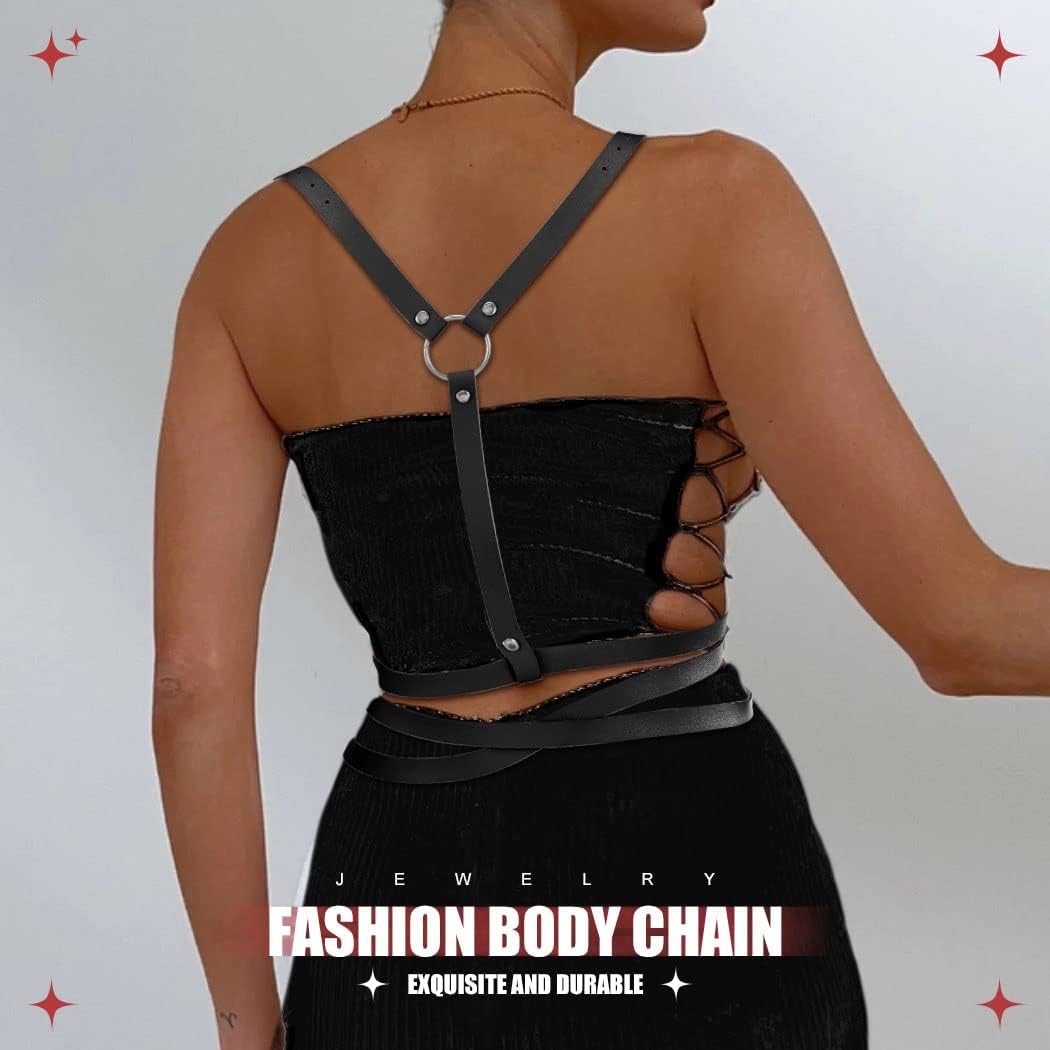 BODIY Women Fashion Harness Plus Size Harness Belt Punk Loop Waist Belt Rave Rock Leather Belts for Women - Image 4