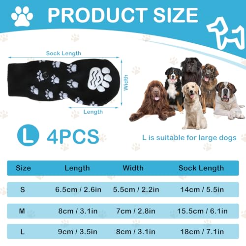 2 works Anti Slip Dog Socks Paws Stop Licking Pet Paw Protector Claw Socks with Grips Strong Traction Prevent Scratching Adjustable Strap Rubber Bottom for Large Dog Hardwood Floors Indoor Walking L - Image 2