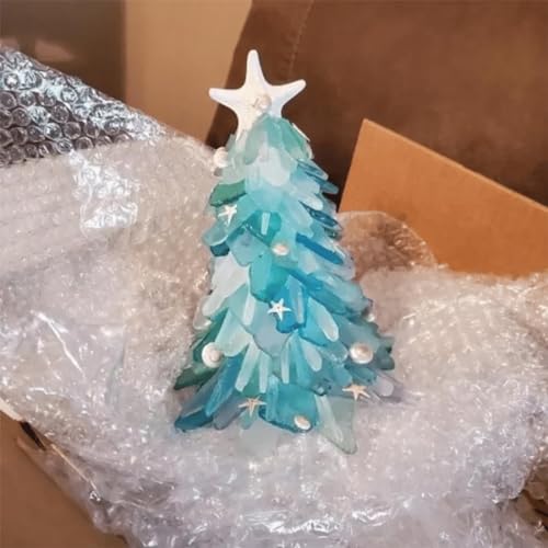 Sea Glass Christmas Tree, Beautiful Sea Glass Christmas Tree,Party Birthday Gift, Home Decor, Collectible Figurines Christmas Tree