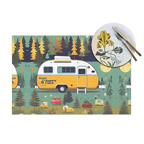 Décoration de cuisine conviviale avec le lot de 6 sets de table lavables bus - 5