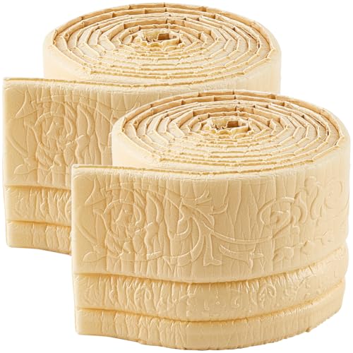 GORGECFAFT 2 Rollo de Moldura de Corona de 2.3mx10cm Despegable Y Adhesiva Beige Borde de Pared 3D Espuma Flexible Borde de Papel Tapiz Borde de Espejo Marco Líneas Base de Pared Zócalo de Techo