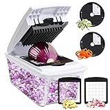 CORAFEI Vegetable Chopper Spiralizer Slicer, 4 in 1 Multi Interchangeable Mandoline Blades, Kitchen Heavy Duty Veggie Fruit Cuber Onion Dicer Cheese Grater Cutter