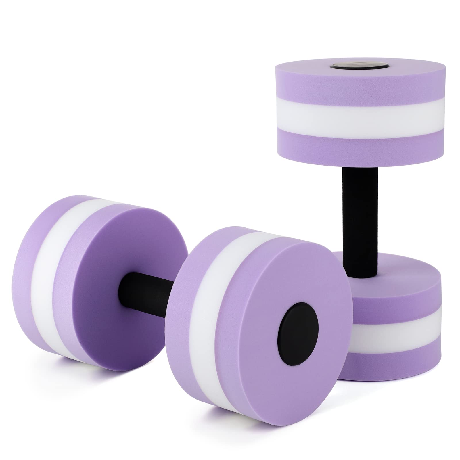 2Pcs Water Foam Dumbbell, Aquatic Dumbbells Exercise Water Dumbbells Pool Dumbbells, EVA Water Aerobic Exercise Foam Dumbbells, Aquatic Aerobics Foam Dumbbell Equipment Fitness Tools(Purple)
