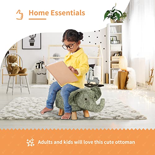 Wanan Cow Ottoman, Animal Ottomans For Living Room, Cute Small Ottoman Foot Rest, Foot Stool For Kids Bedroom Playroom, (Green) #TOP1