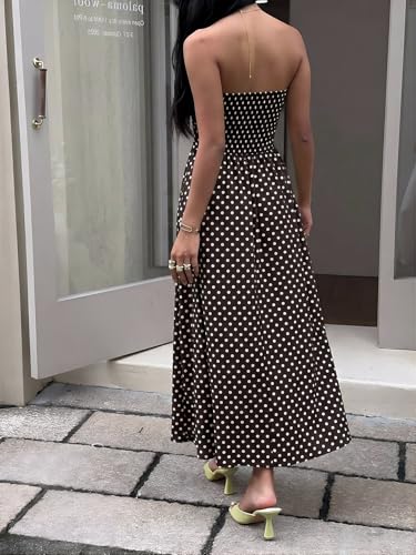 Image of Milumia Women's Striped Strapless Maxi Dress Summer Casual Tube Top Long Dresses with Pocket