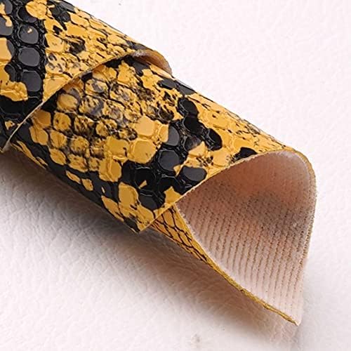NVFABRIC A4 Sheet 8"X11.8" Synthetic Snake Skin Faux Leather Leatherette Pu Leather Fabric for Bows Craft Sewing - Yellow - Faux Leather Sheets for Earrings